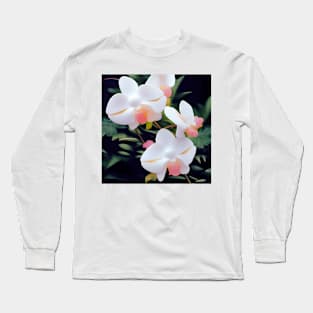 Delicate White and Pink Orchids Long Sleeve T-Shirt